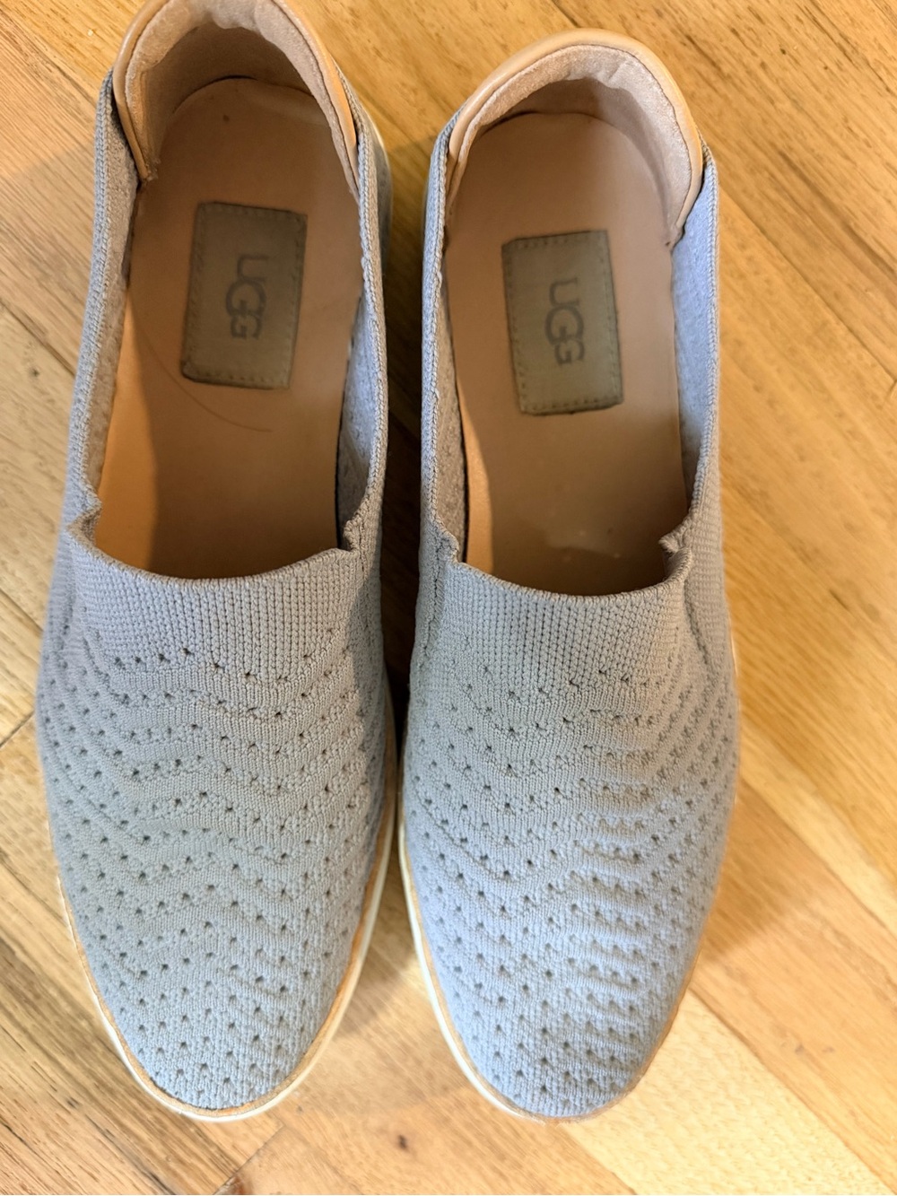 UGG Women's Light Gray Knit Slip-On Sneakers 8.5
